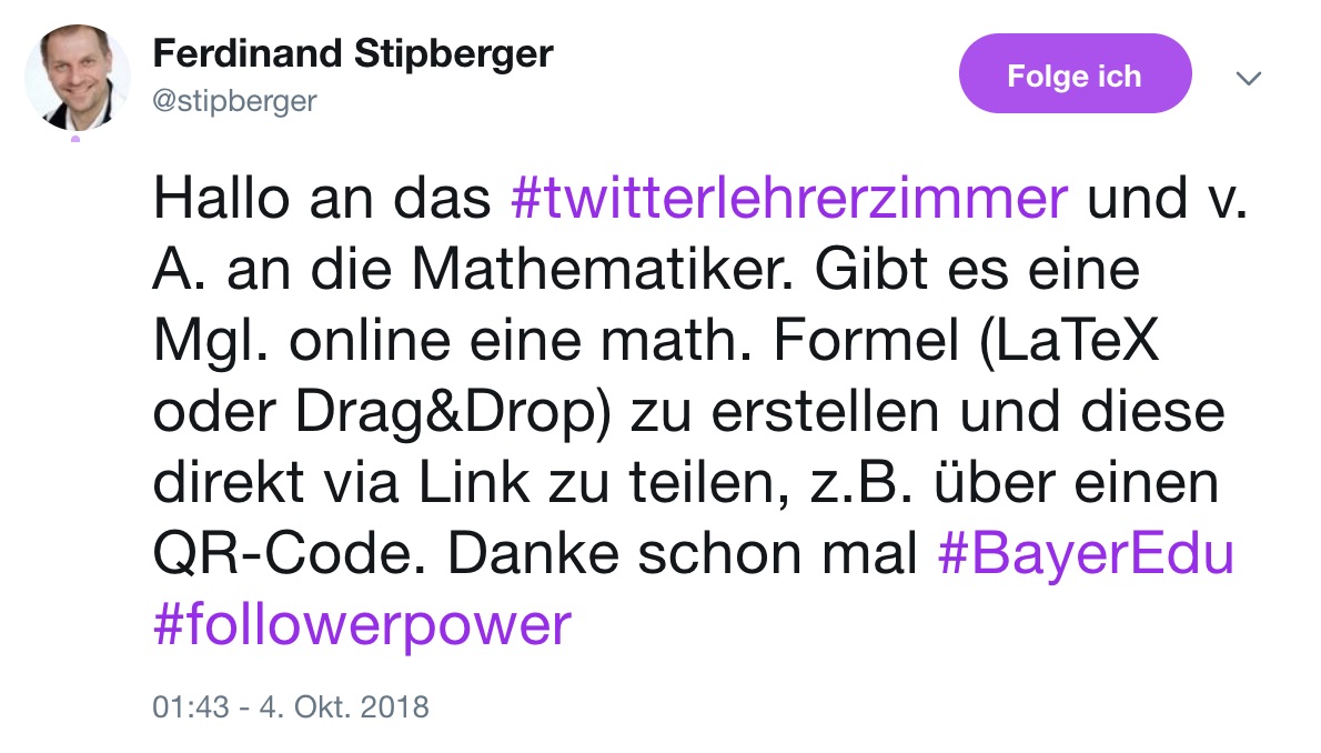 Der Tweet von Ferdinand Stipberger