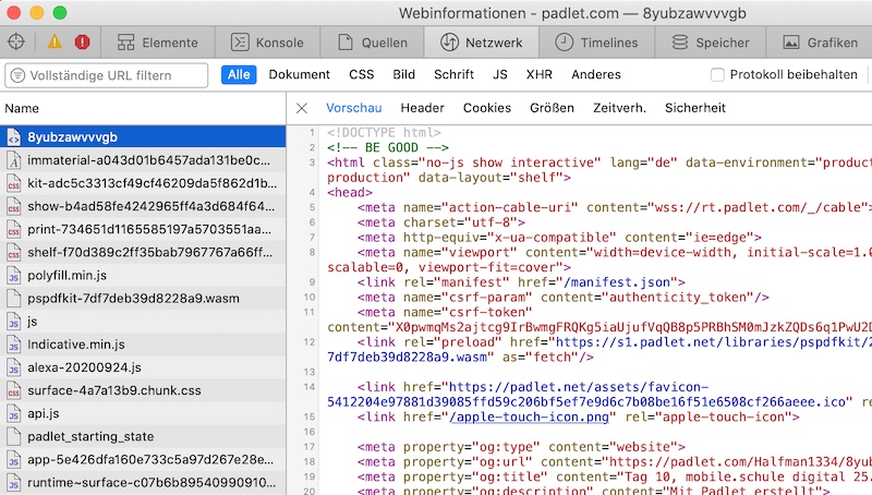 Die Dev-Tools im Browser